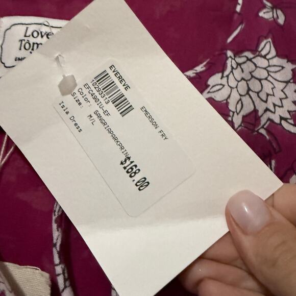 Emerson Fry Tomas Love Isla Boho Peasant Shift Mini Dress Sangria Park Print - Picture 6 of 6